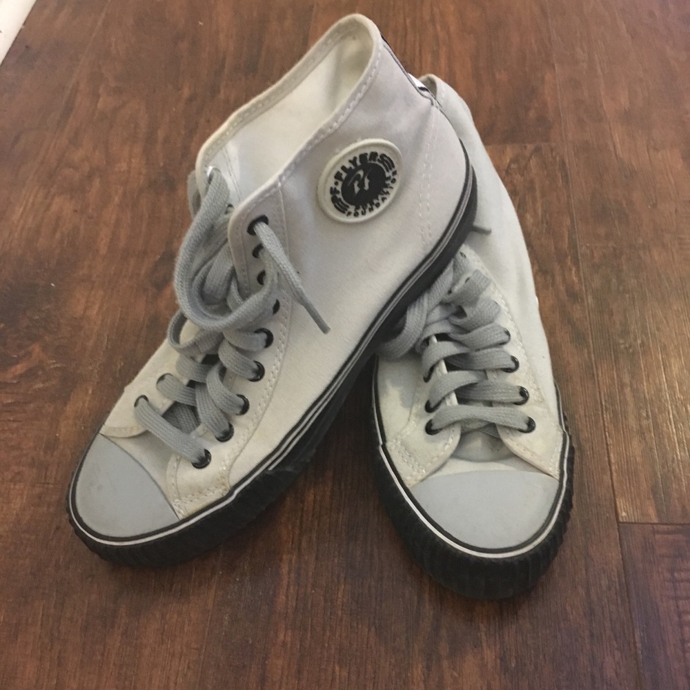 PF Flyers light grey hi top sneakers EUC